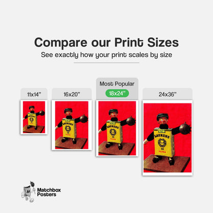 Footballer Toy Figure - vintage matchbox label print - gallery wall preview
