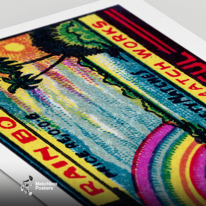 Rainbow: Vintage India Matchbox Label - vintage matchbox label print - close-up detail