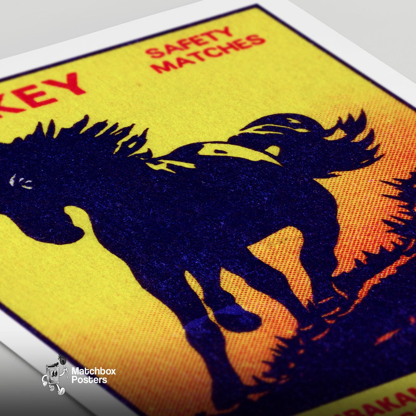 Blackey Horse - vintage matchbox label print - close-up detail