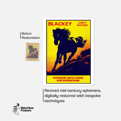 Blackey Horse - vintage matchbox label print - framed wall art preview