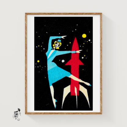 Rocket Dancer - vintage matchbox label print