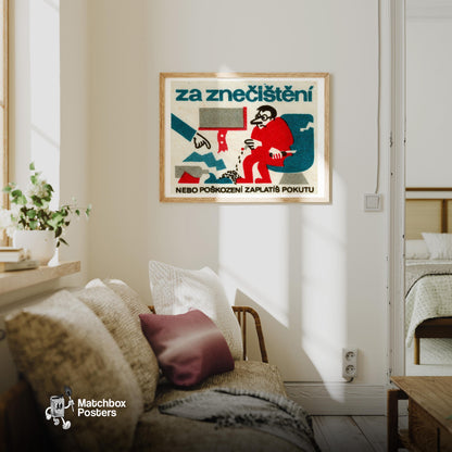 Cigarette Ash - vintage matchbox label print - living room mockup