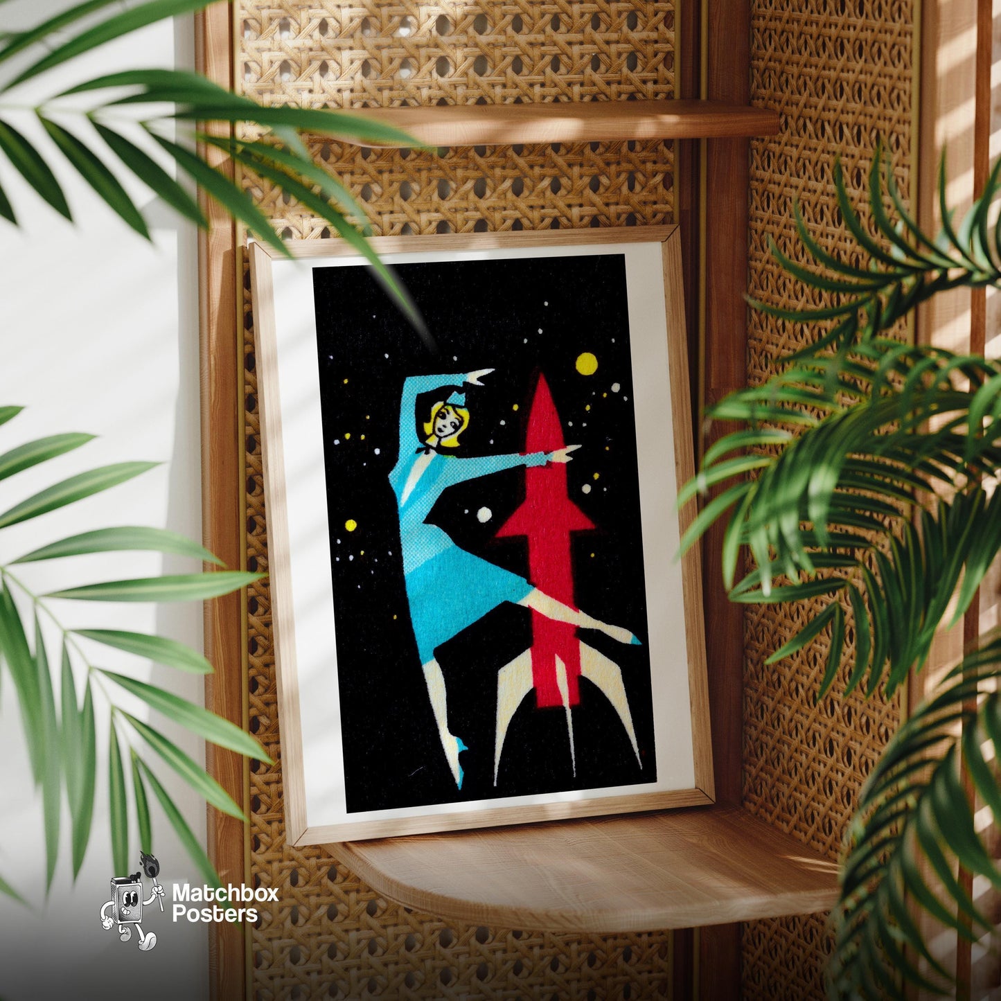 Rocket Dancer - vintage matchbox label print - office wall