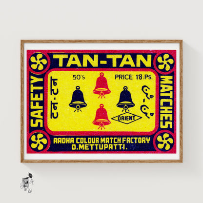 Ringing Bells - vintage matchbox label print