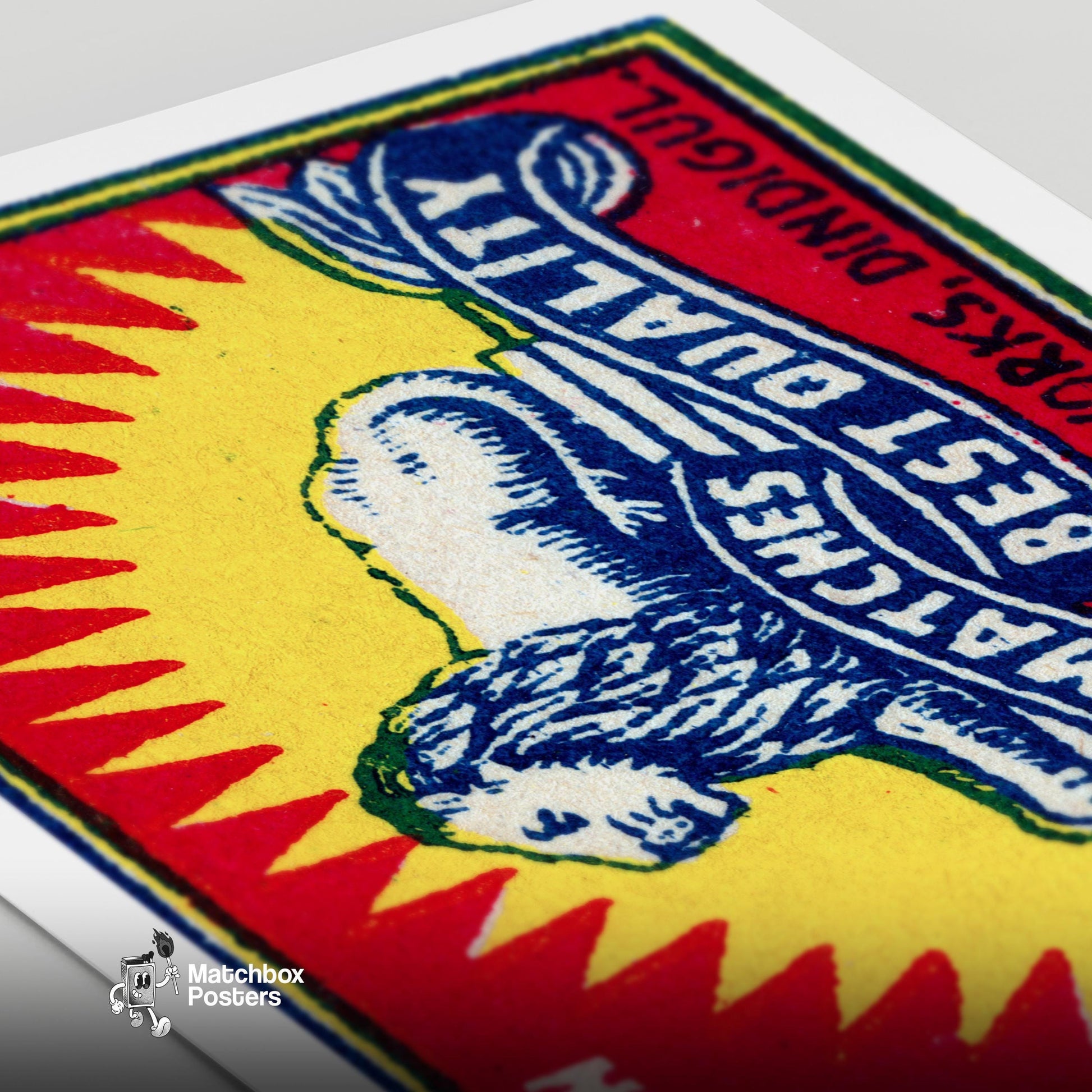 Royal Lion - vintage matchbox label print - close-up detail
