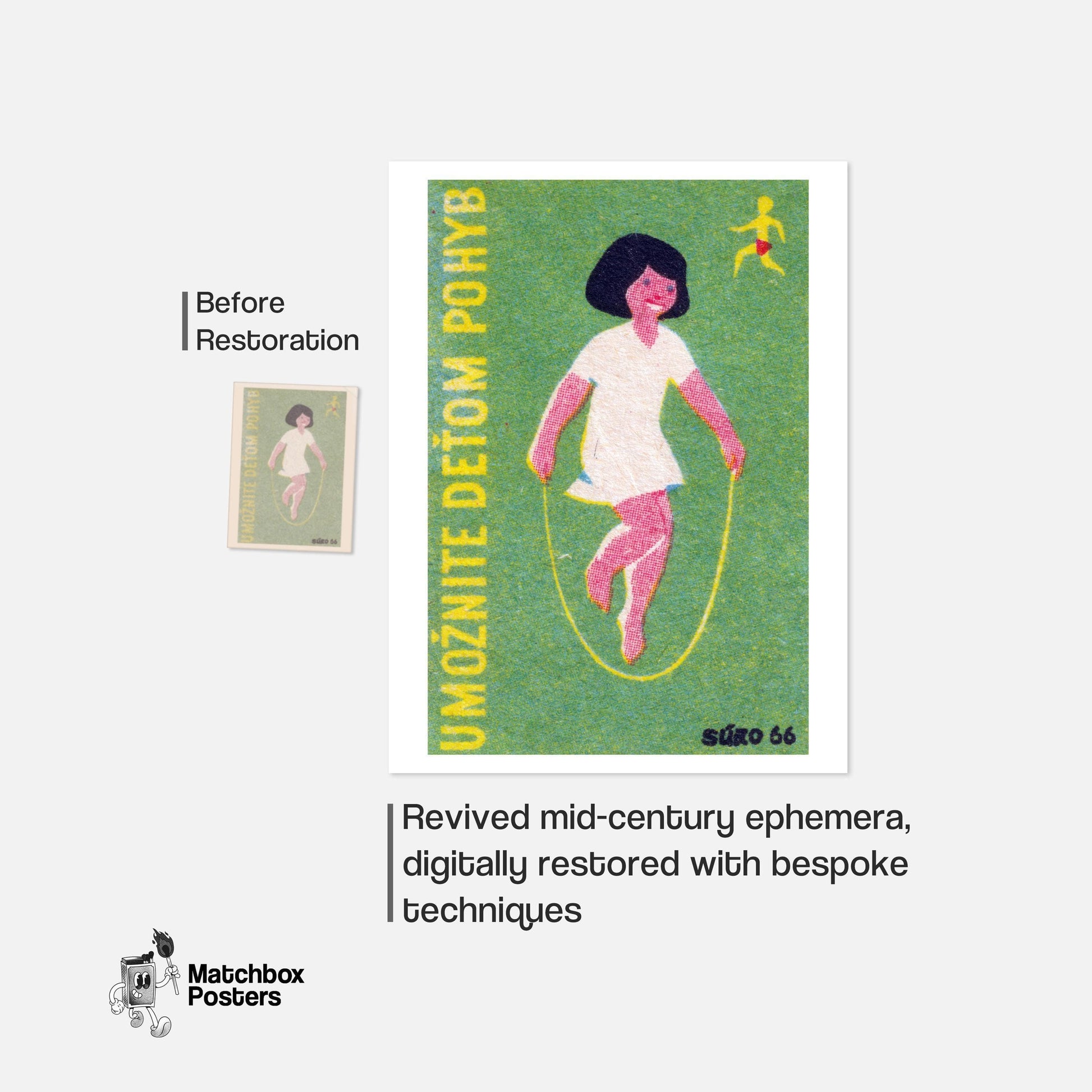 Child Skipping Rope - vintage matchbox label print - framed wall art preview