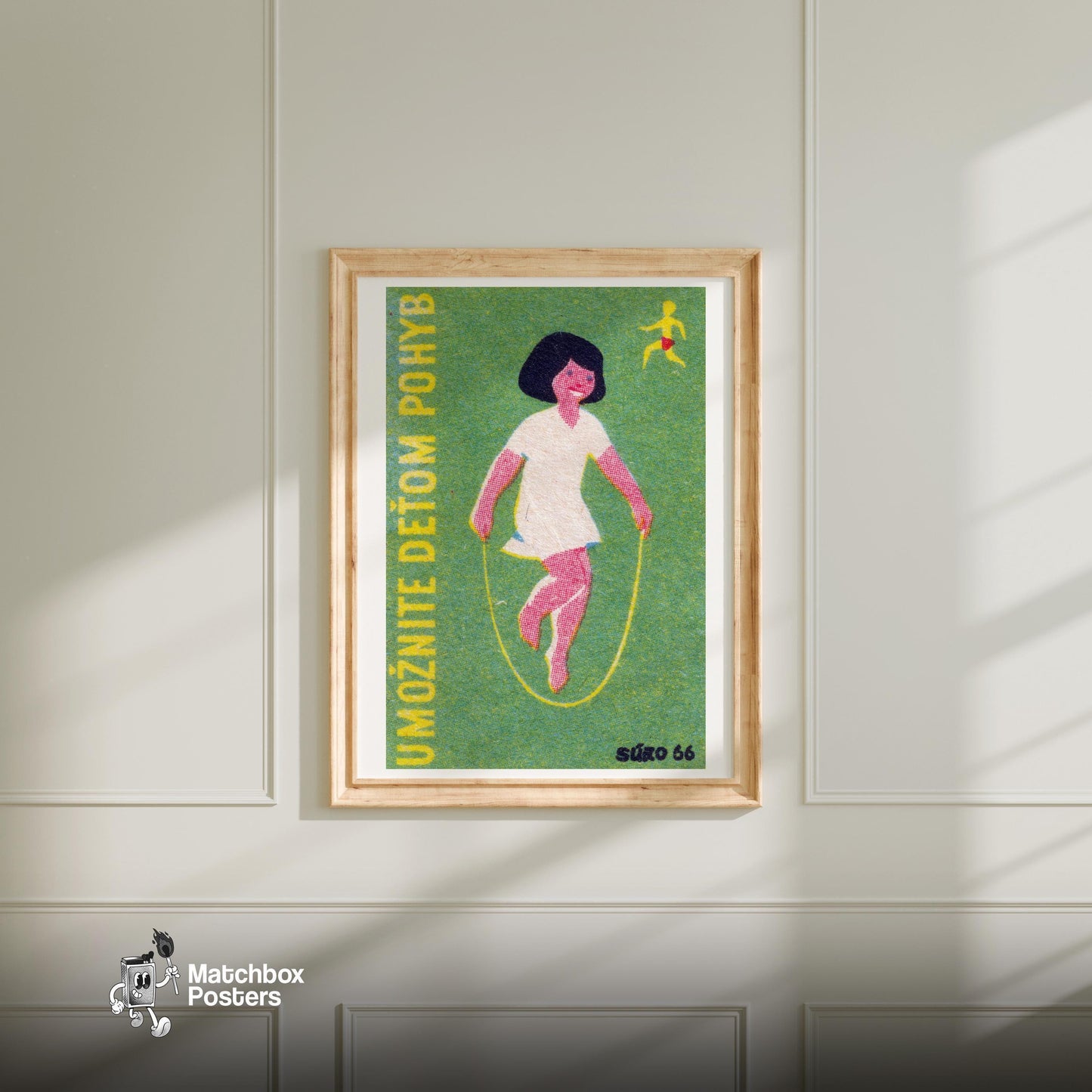 Child Skipping Rope - vintage matchbox label print - bedroom mockup