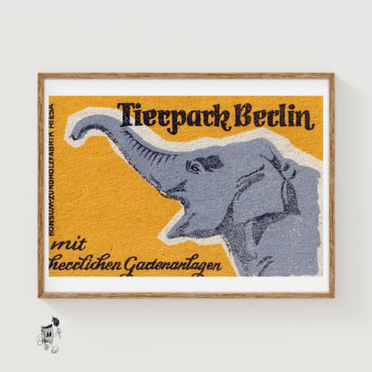 Orange Elephant - vintage matchbox label print
