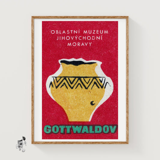 Decorative Vase - vintage matchbox label print