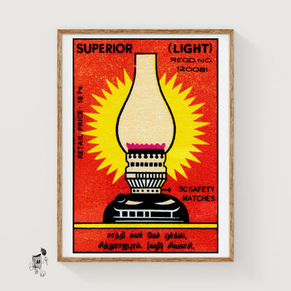 Bright Light - vintage matchbox label print