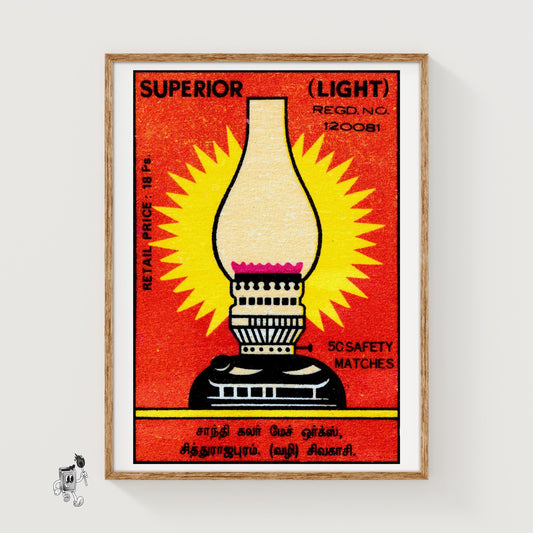 Bright Light - vintage matchbox label print