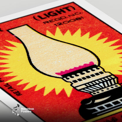 Bright Light - vintage matchbox label print - close-up detail