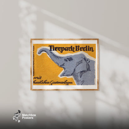 Orange Elephant - vintage matchbox label print - bedroom mockup