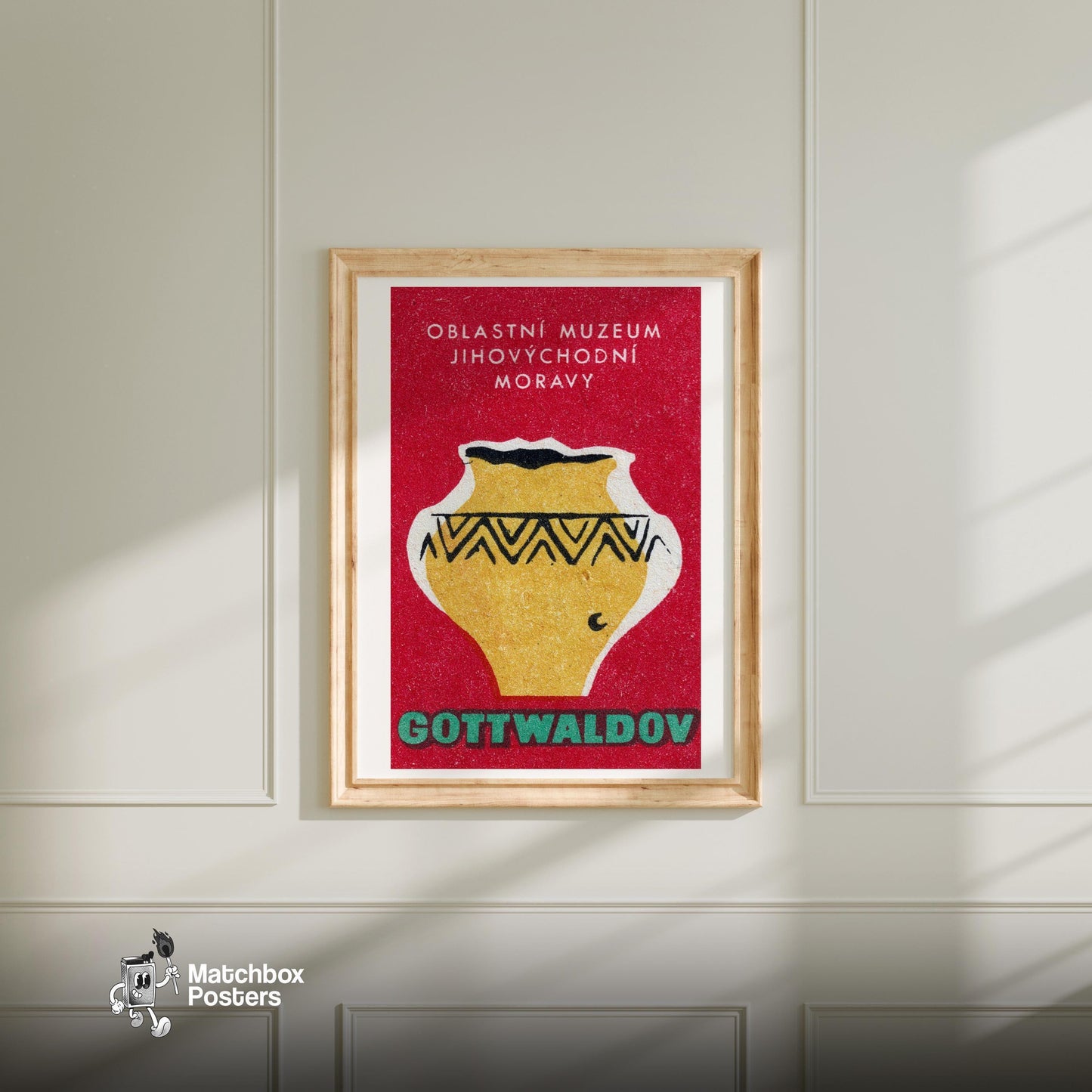 Decorative Vase - vintage matchbox label print - bedroom mockup