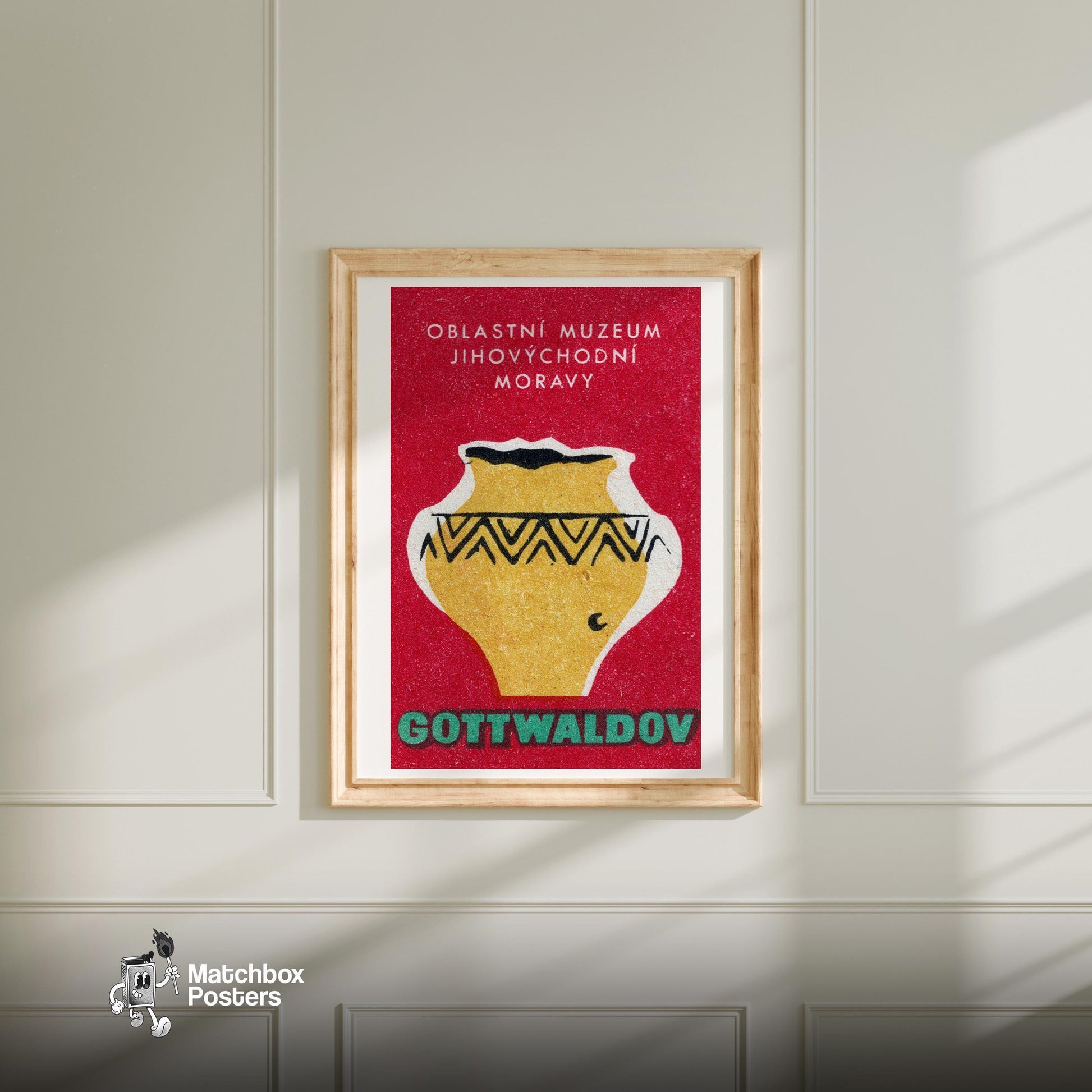 Decorative Vase - vintage matchbox label print - bedroom mockup