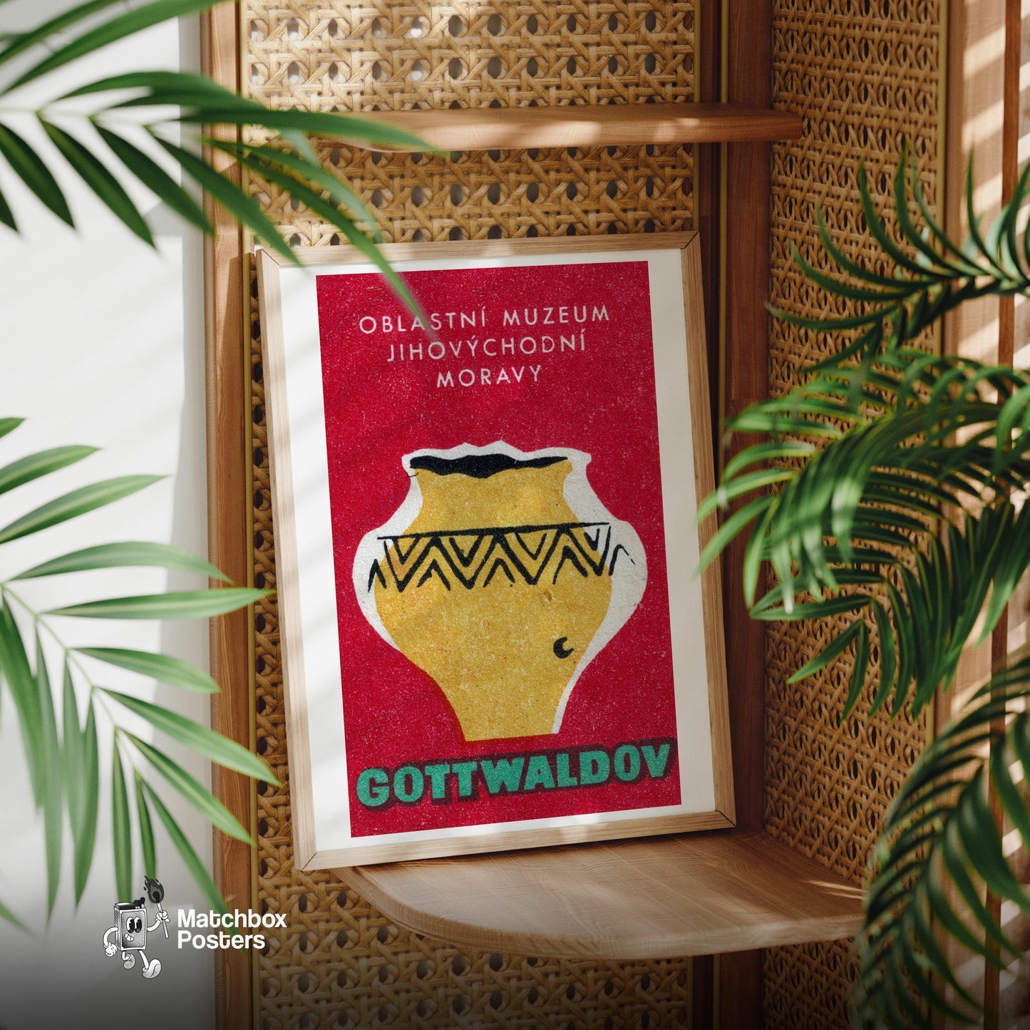 Decorative Vase - vintage matchbox label print - office wall