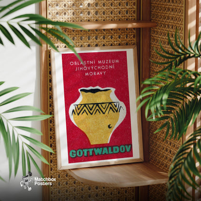 Decorative Vase - vintage matchbox label print - office wall
