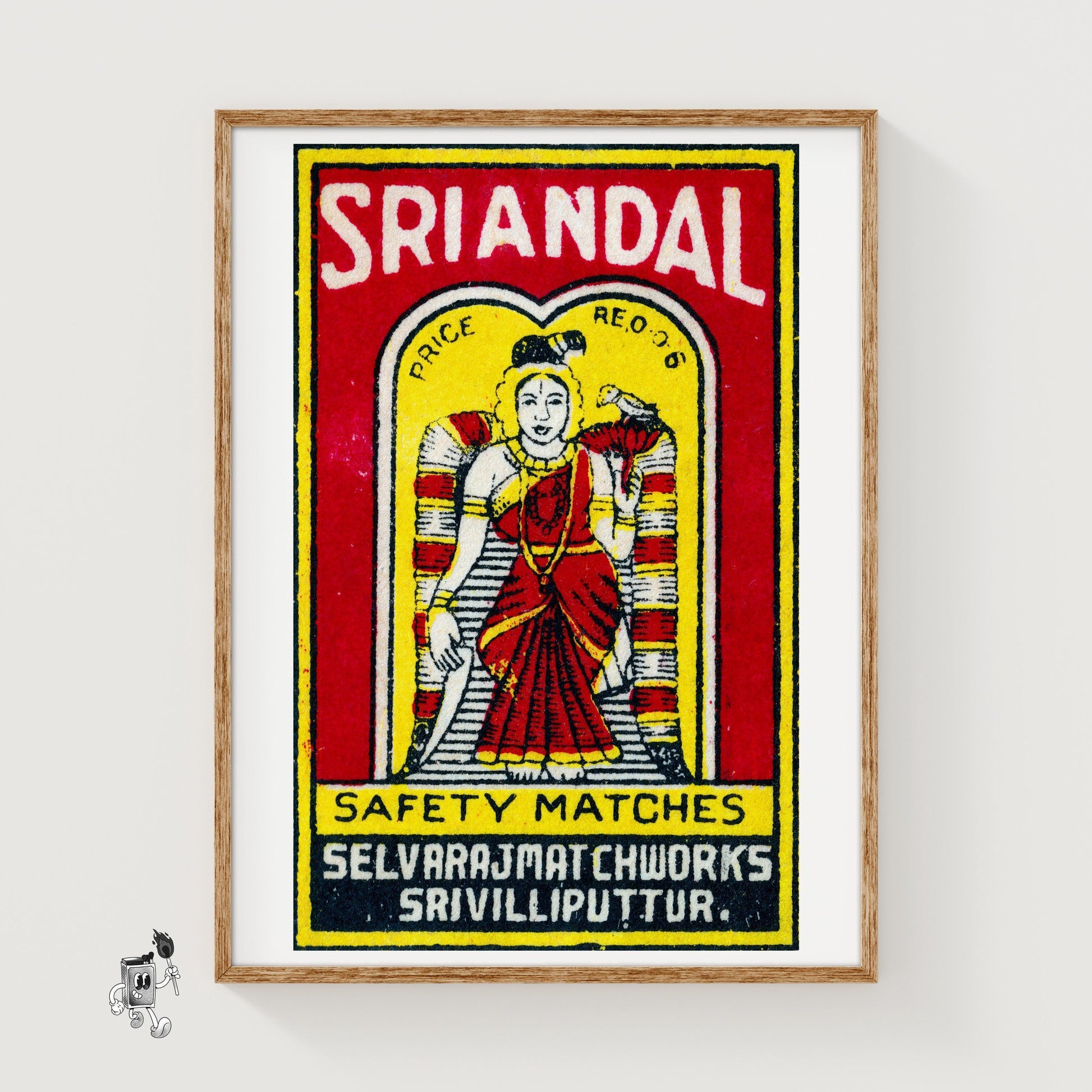 Illustration Of A Woman - vintage matchbox label print