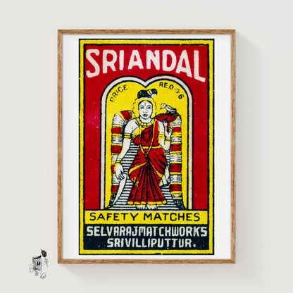 Illustration Of A Woman - vintage matchbox label print