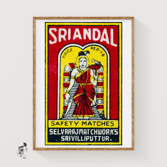 Illustration Of A Woman - vintage matchbox label print