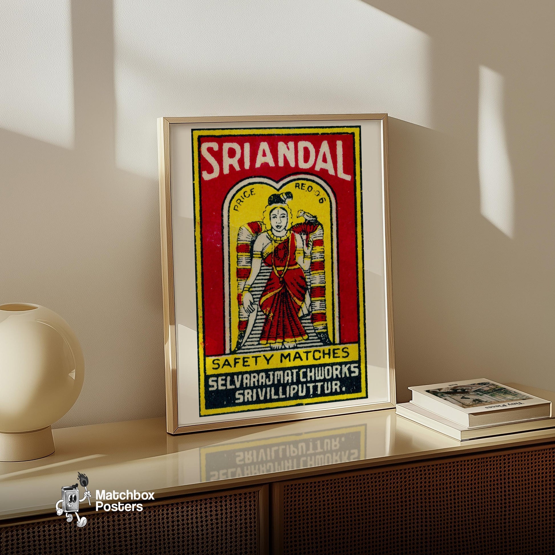 Illustration Of A Woman - vintage matchbox label print - size comparison