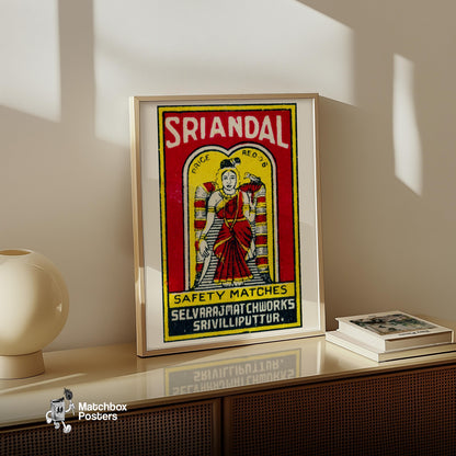 Illustration Of A Woman - vintage matchbox label print - size comparison