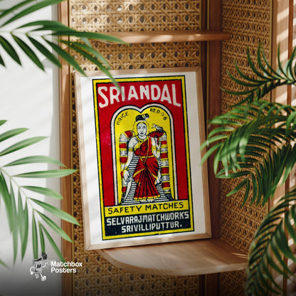 Illustration Of A Woman - vintage matchbox label print - office wall
