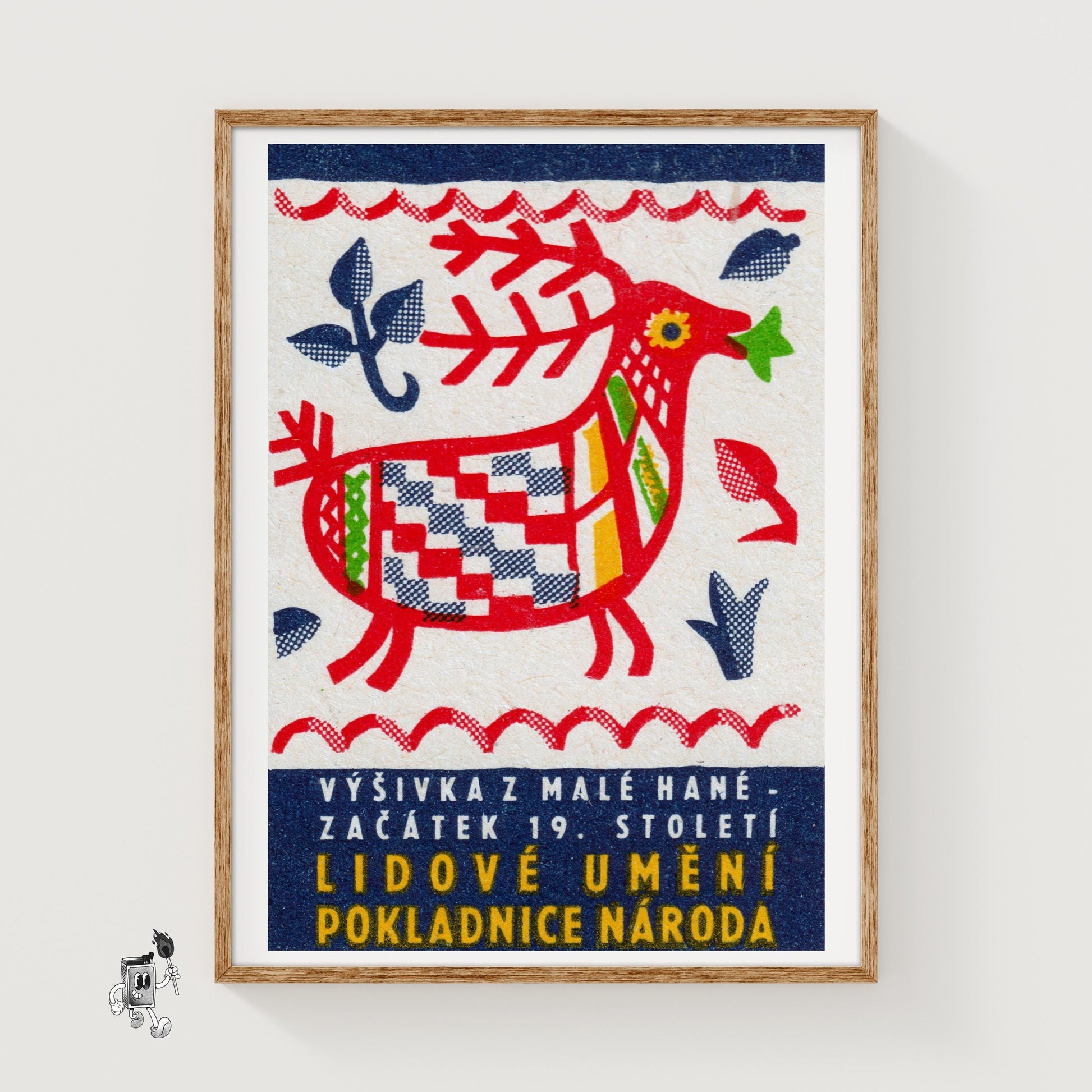 Folk Deer - vintage matchbox label print