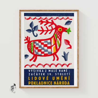 Folk Deer - vintage matchbox label print