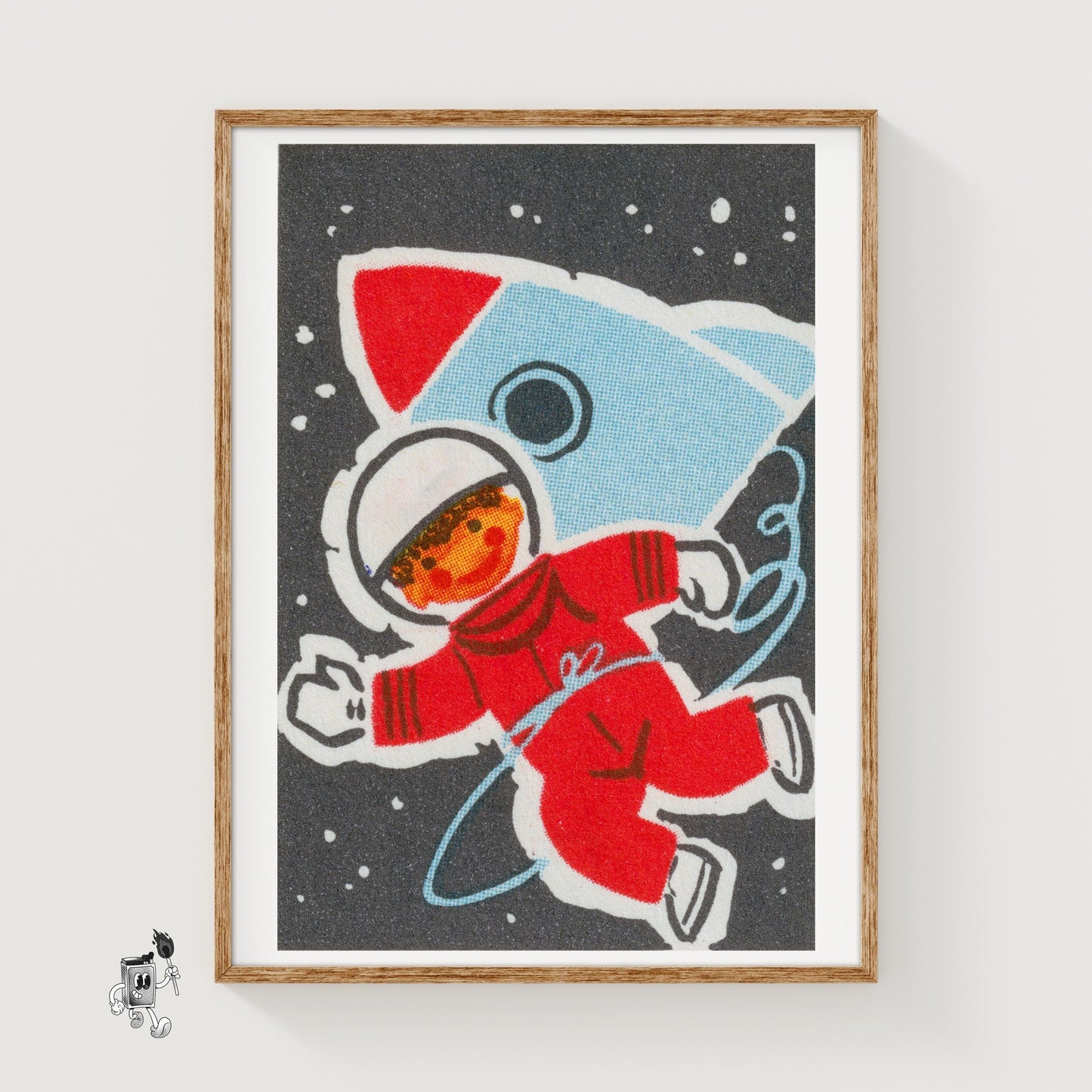 Child Astronaut - vintage matchbox label print