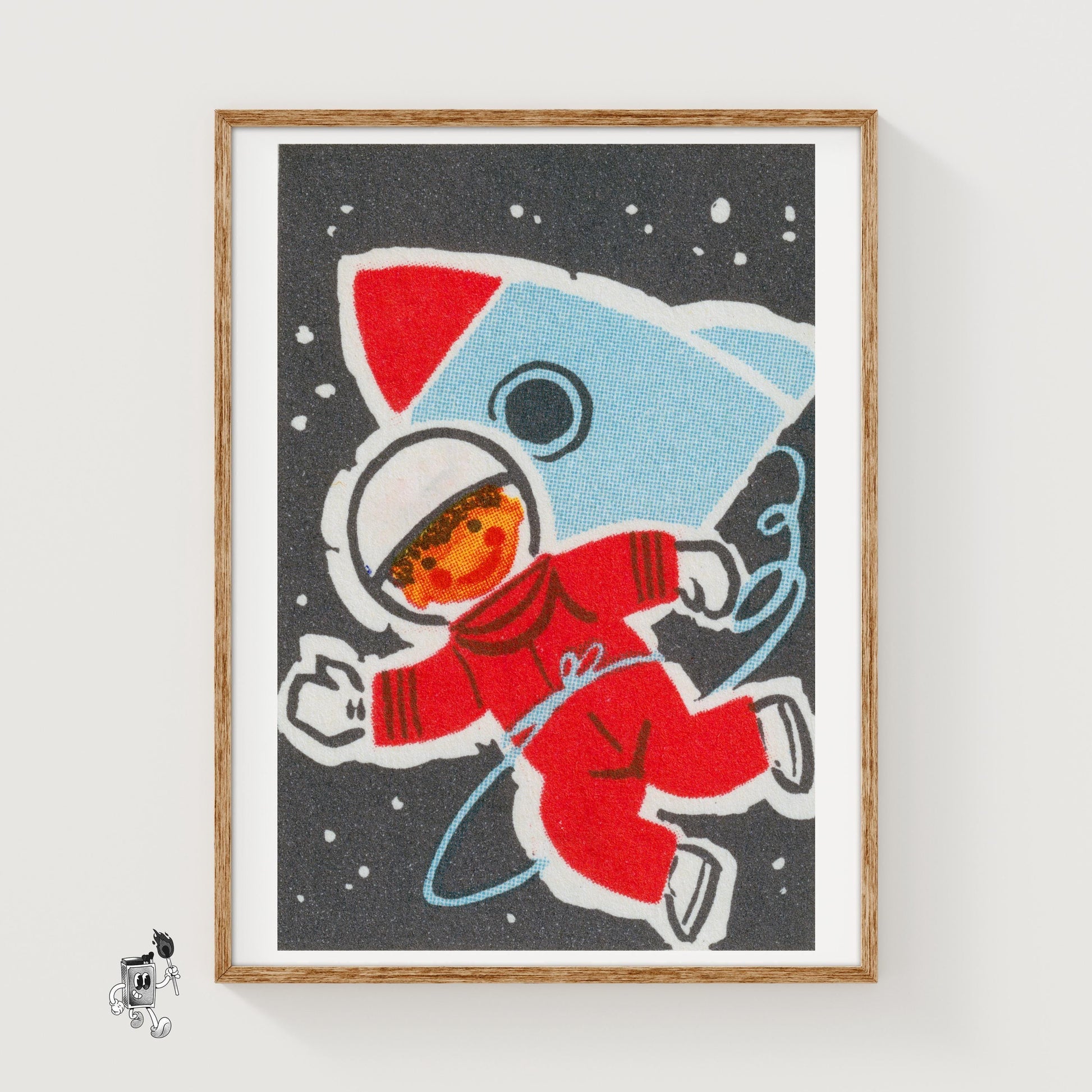 Child Astronaut - vintage matchbox label print