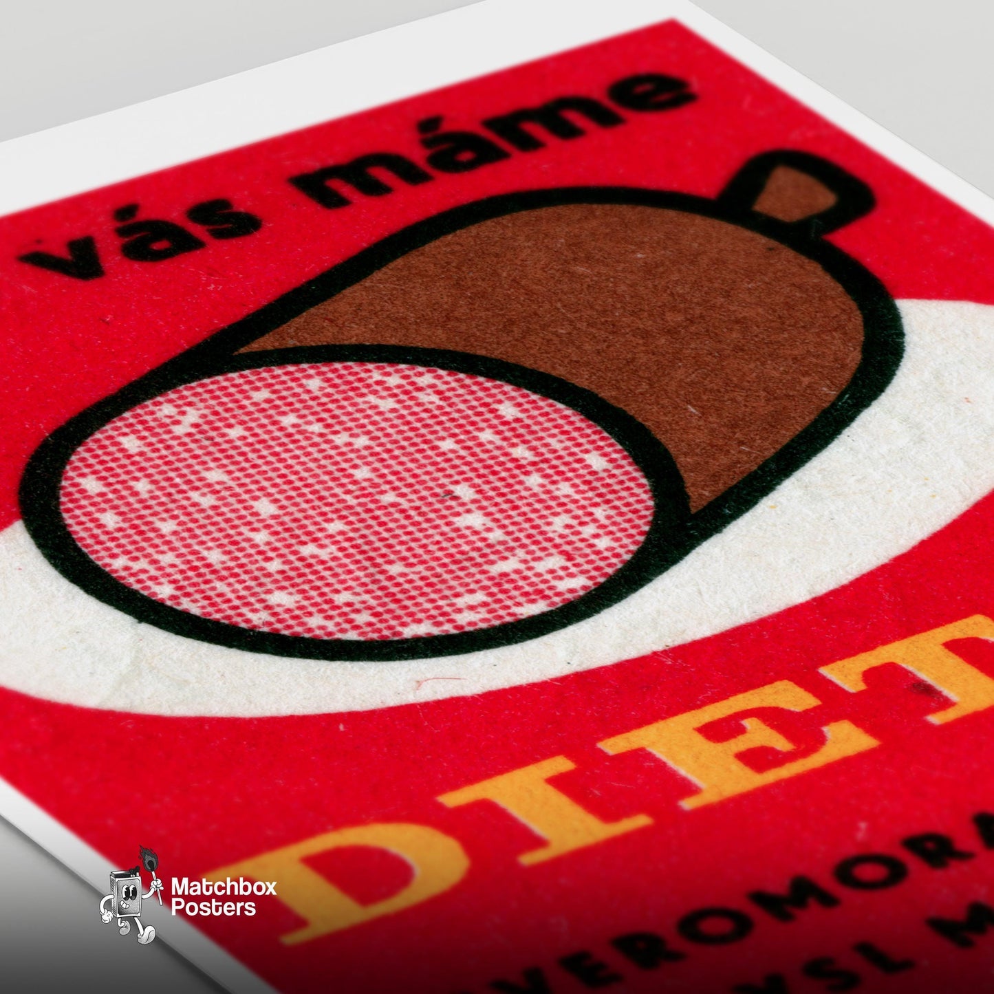 Big Sausage - vintage matchbox label print - close-up detail