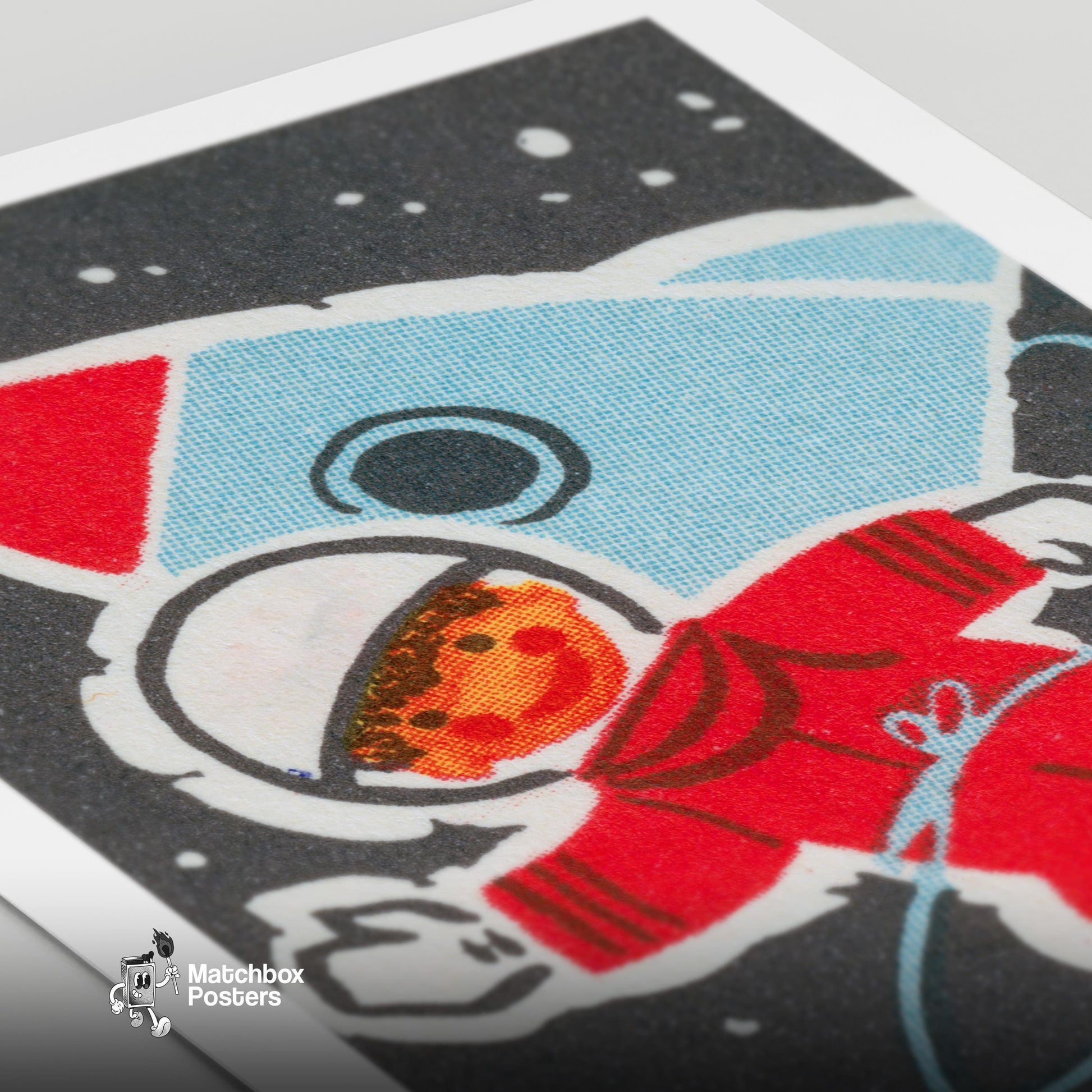 Child Astronaut - vintage matchbox label print - close-up detail