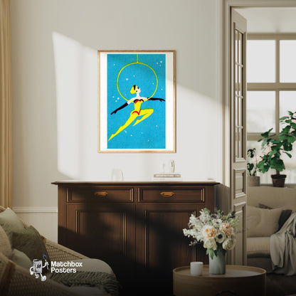 Hoop Dancer - vintage matchbox label print - living room mockup