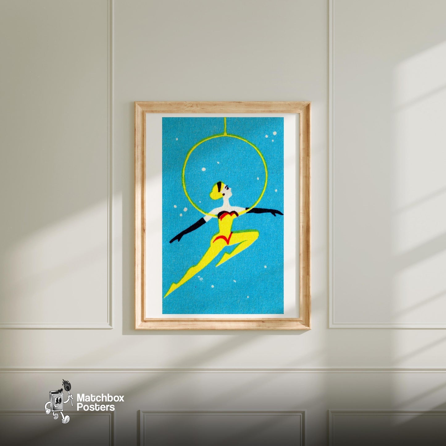 Hoop Dancer - vintage matchbox label print - bedroom mockup