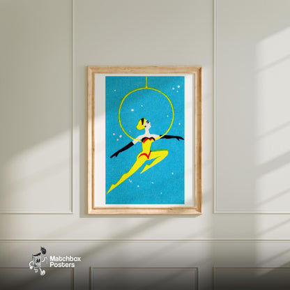 Hoop Dancer - vintage matchbox label print - bedroom mockup