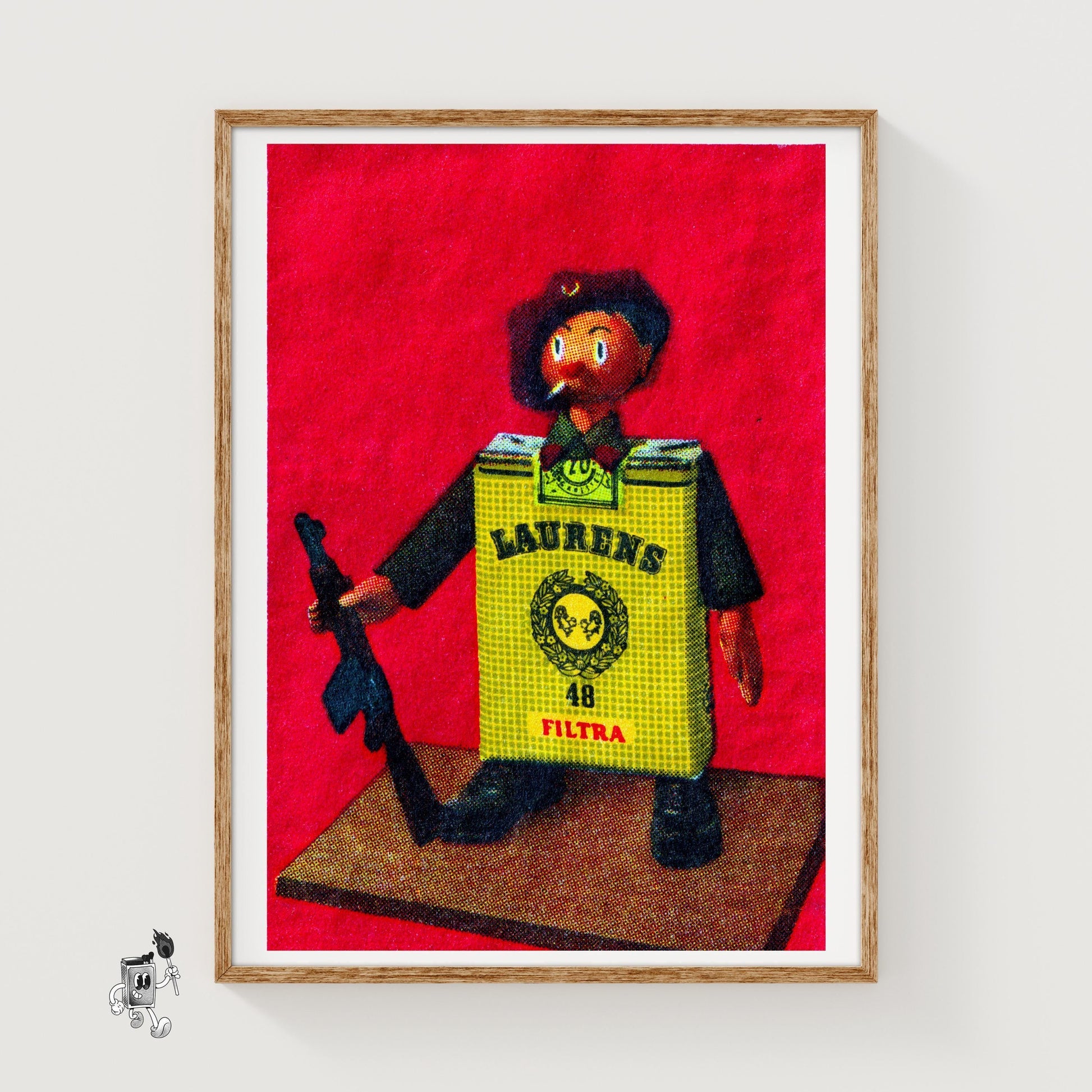 Cigarette Soldier - vintage matchbox label print