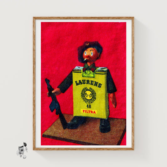 Cigarette Soldier - vintage matchbox label print