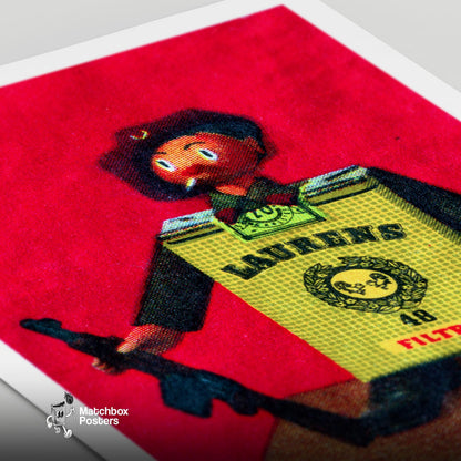 Cigarette Soldier - vintage matchbox label print - close-up detail