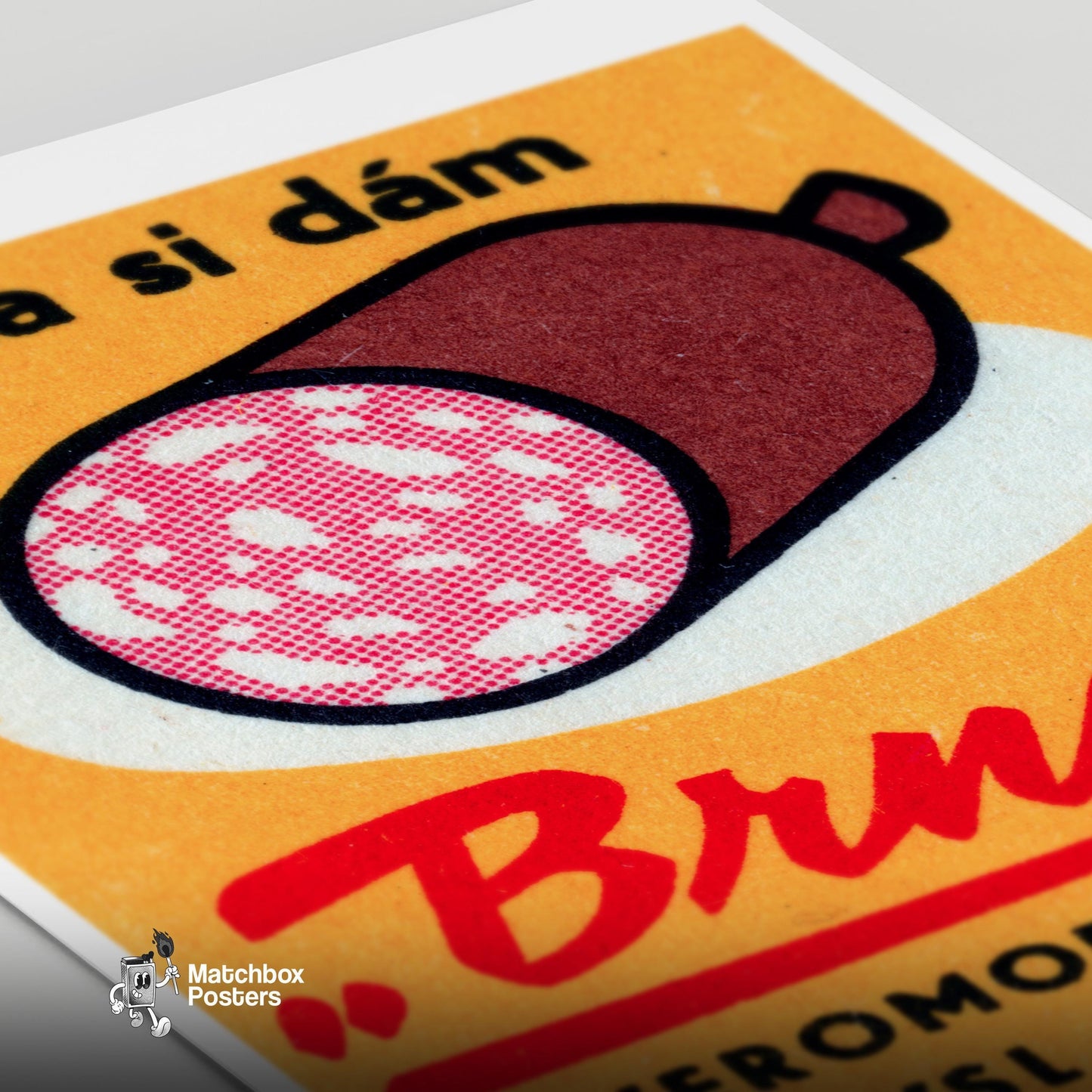 Sliced Salami - vintage matchbox label print - close-up detail