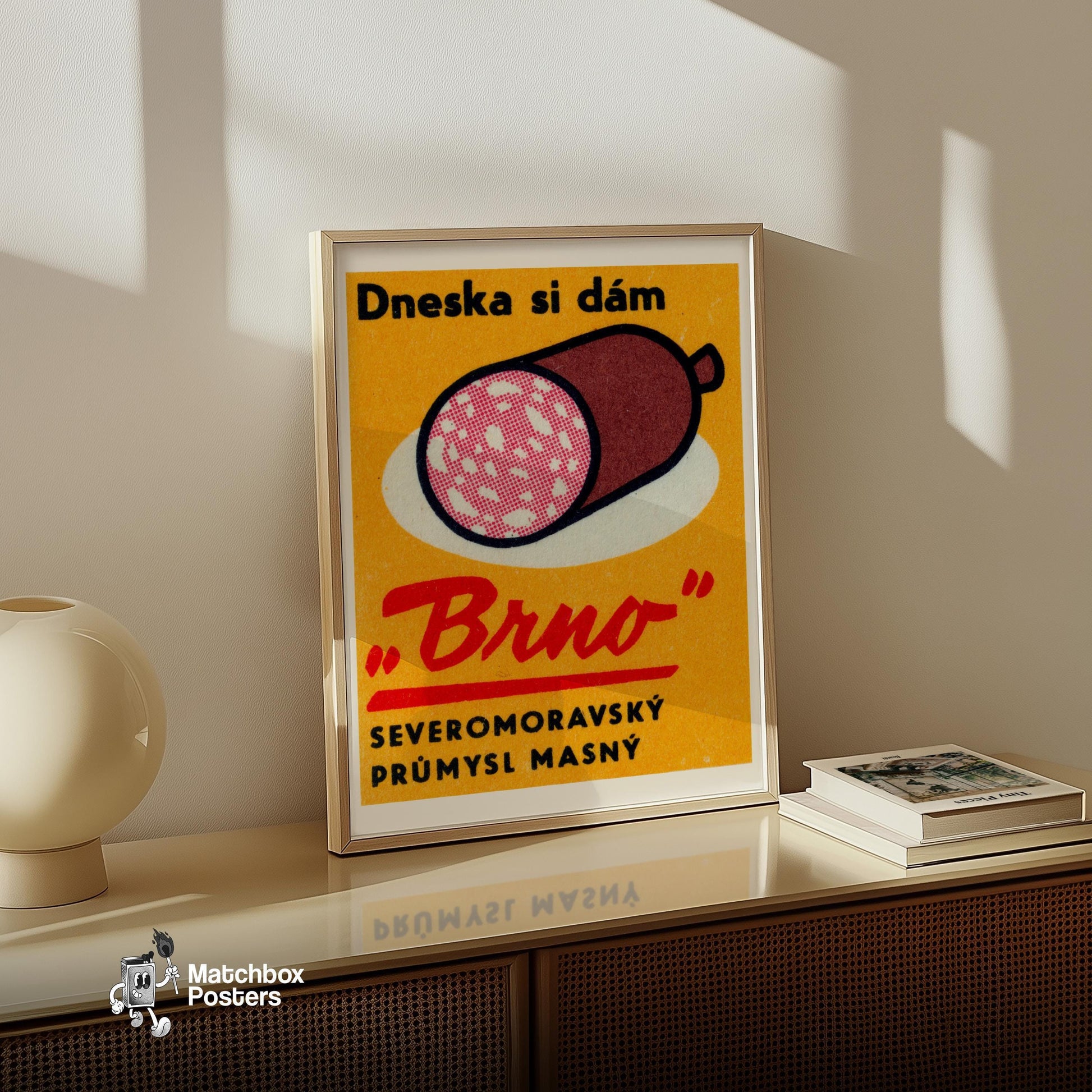 Sliced Salami - vintage matchbox label print - size comparison
