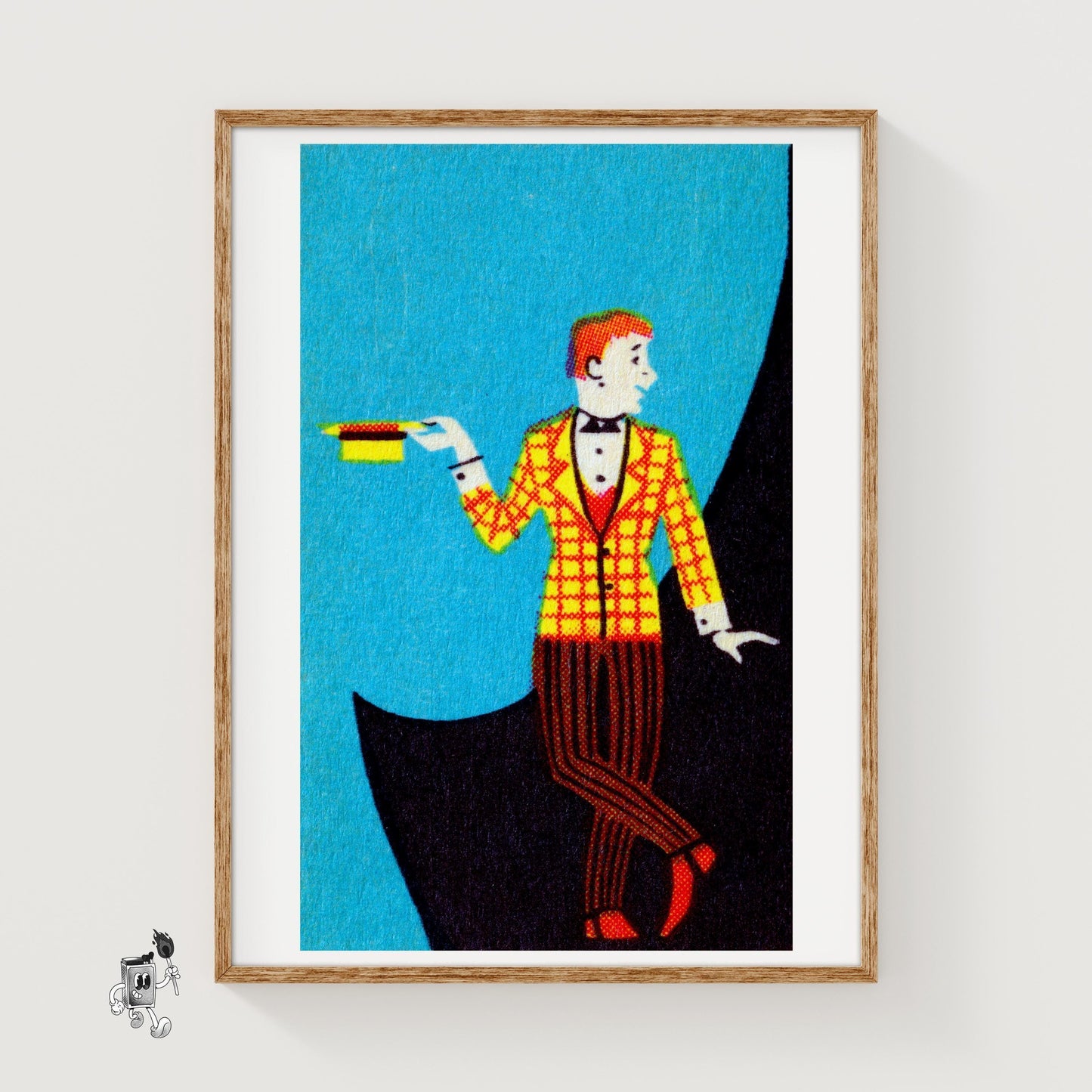 Yellow Jacket Gentleman - vintage matchbox label print