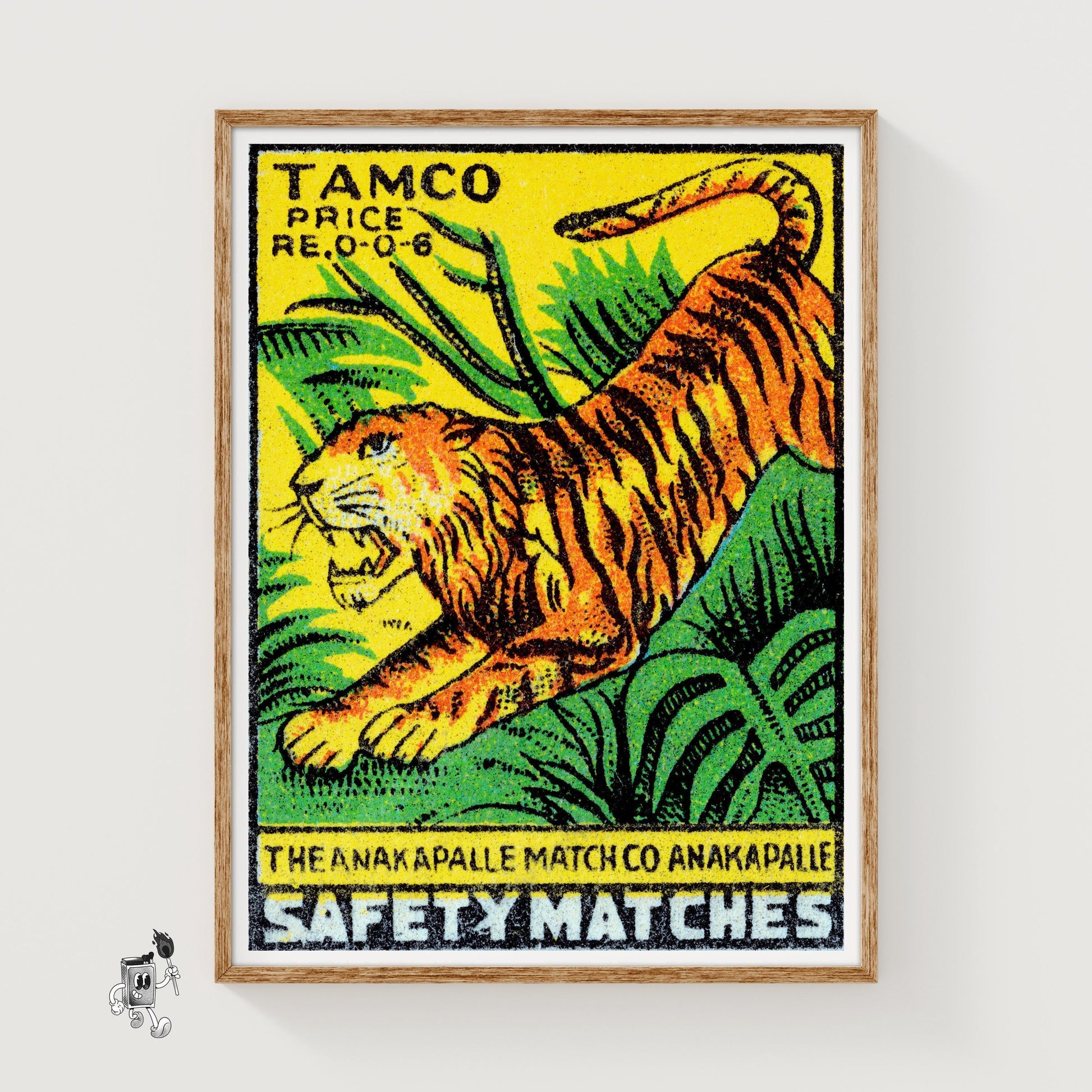Leaping Tiger - vintage matchbox label print