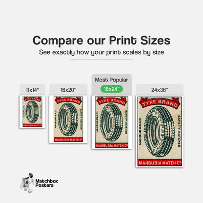Illustration Of A Tire - vintage matchbox label print - gallery wall preview