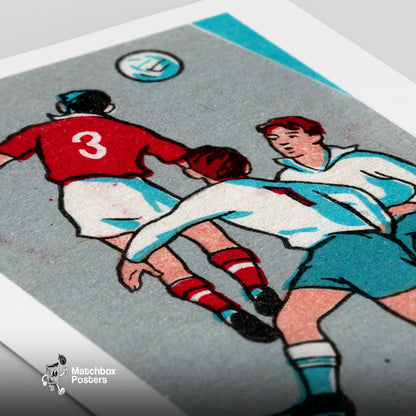 Football Header - vintage matchbox label print - close-up detail