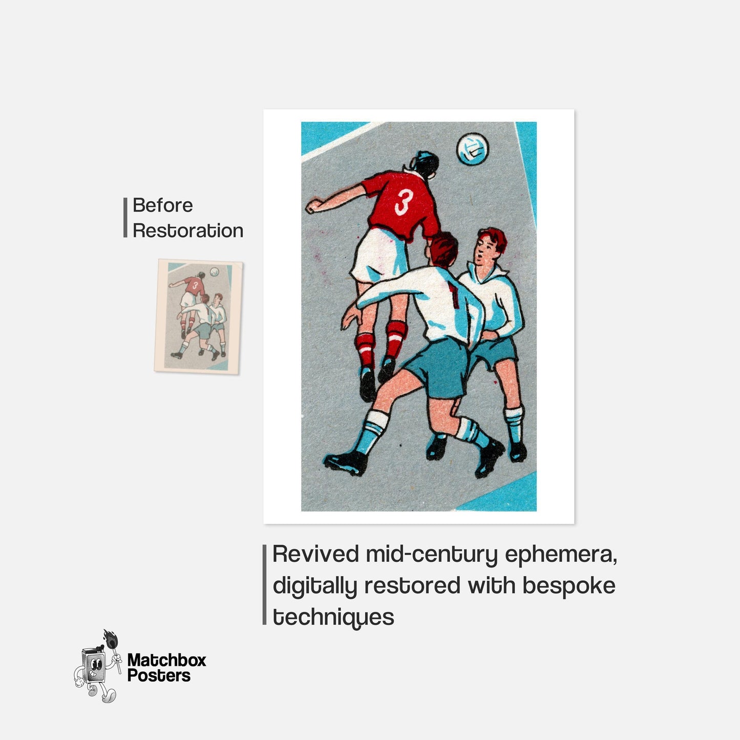 Football Header - vintage matchbox label print - framed wall art preview