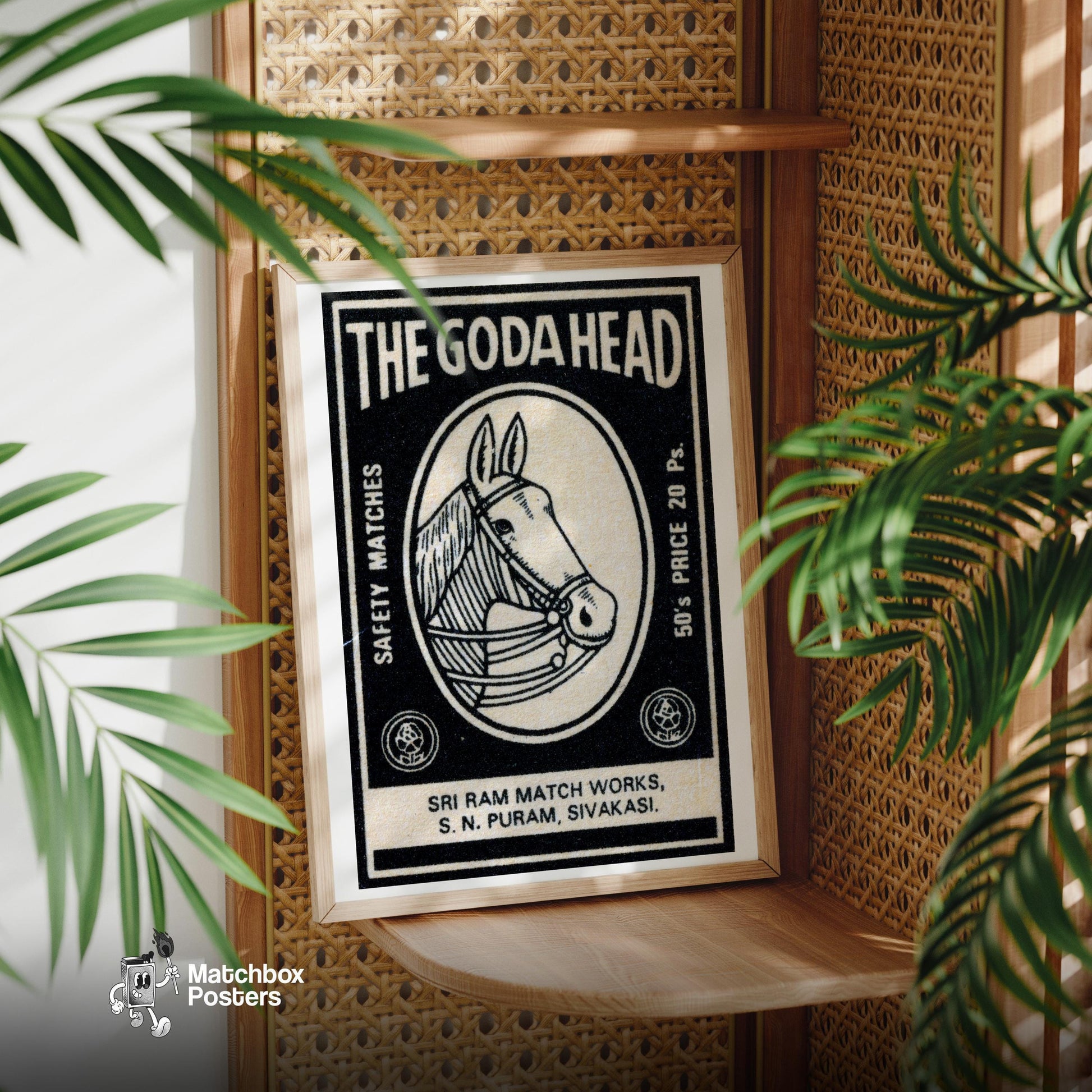 Horse Head - vintage matchbox label print - office wall