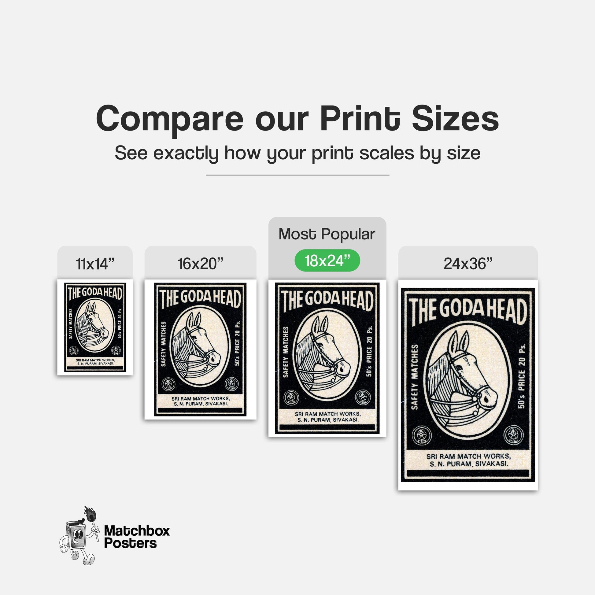 Horse Head - vintage matchbox label print - gallery wall preview