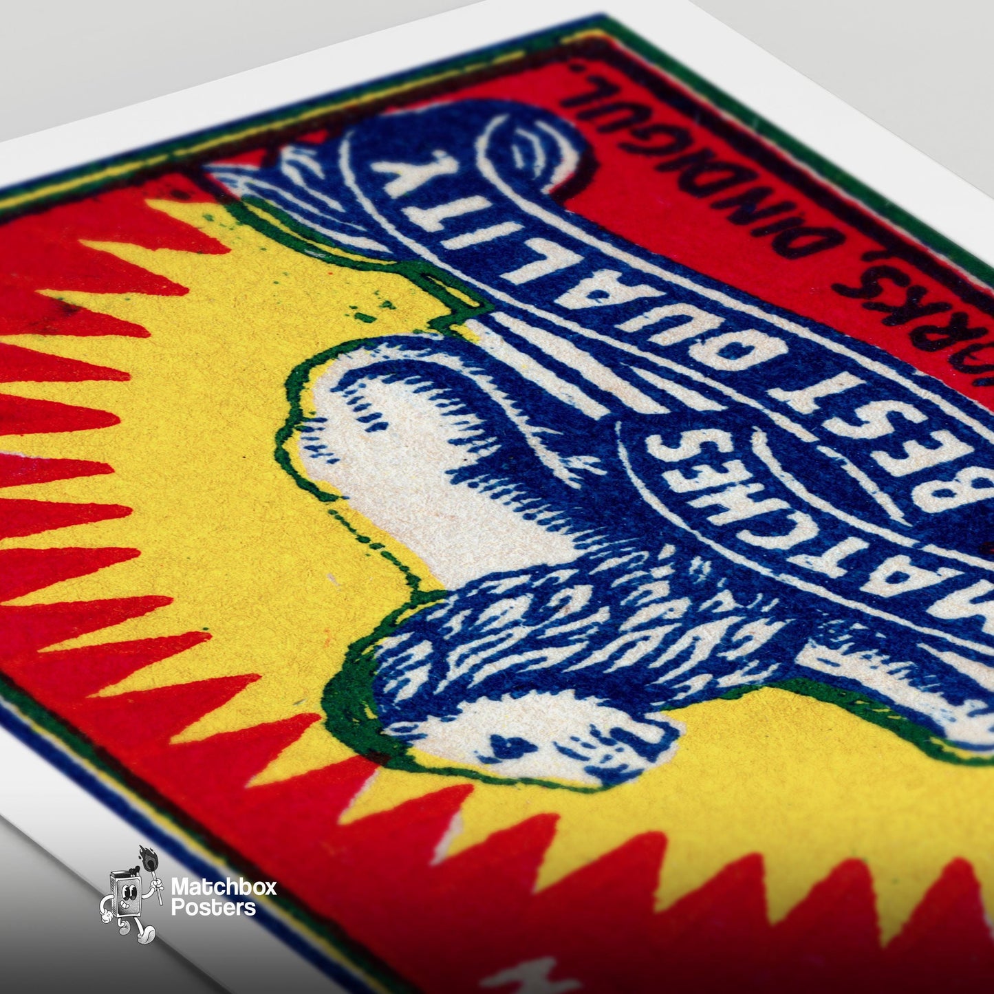 Lion Lying Down - vintage matchbox label print - close-up detail