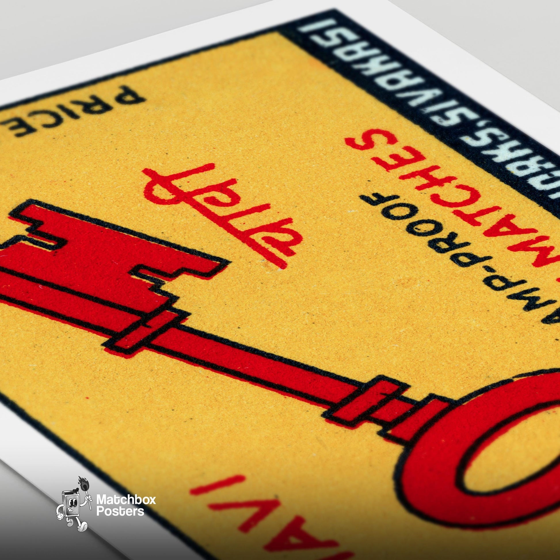 Red Key - vintage matchbox label print - close-up detail